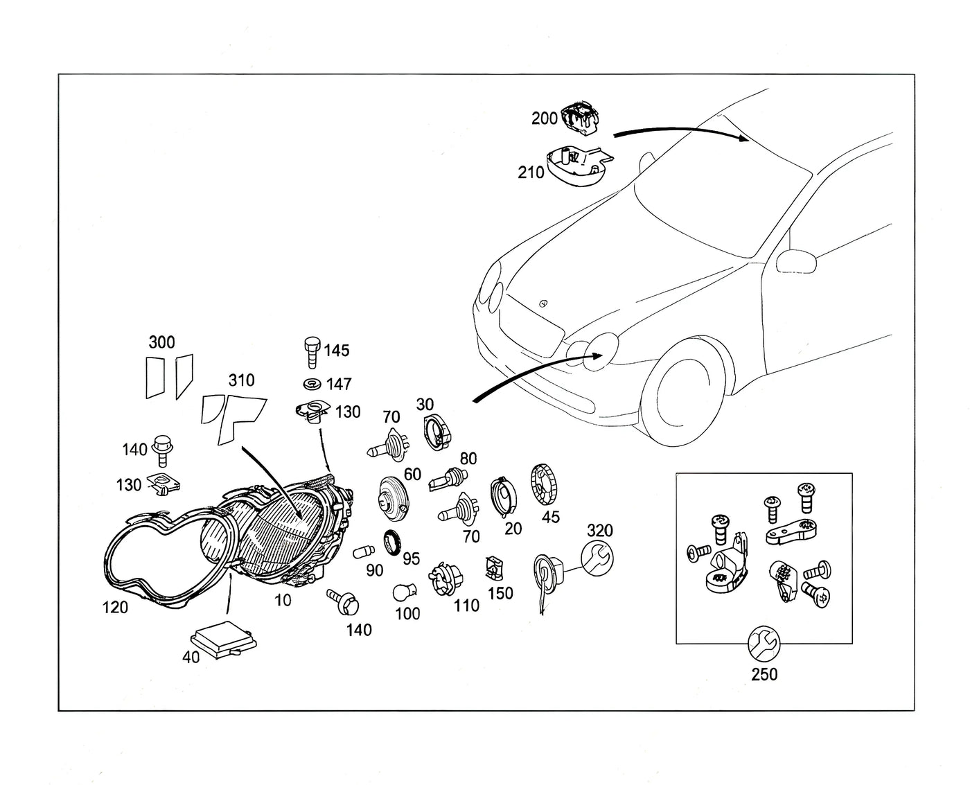 Kit Réparation Support Phare Gauche - Mercedes Classe C (W204) - Revvo