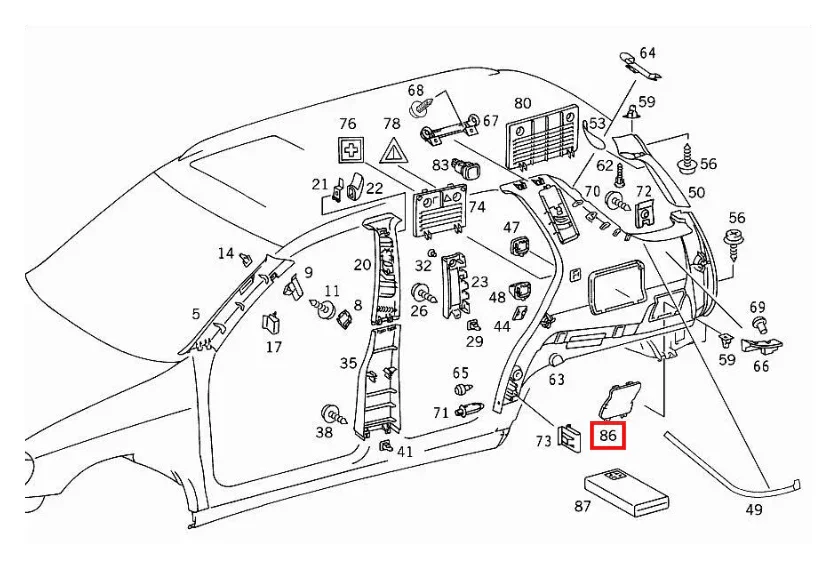 Garniture Intérieure de Coffre pour Mercedes ML W163 (1997-2005)
