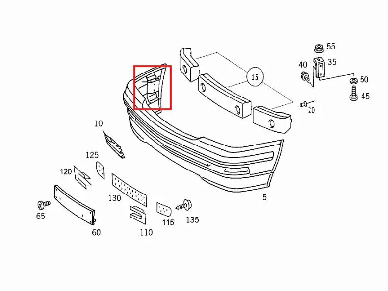 Support de Pare-Choc Avant pour Mercedes SL R129 (1989-2001)