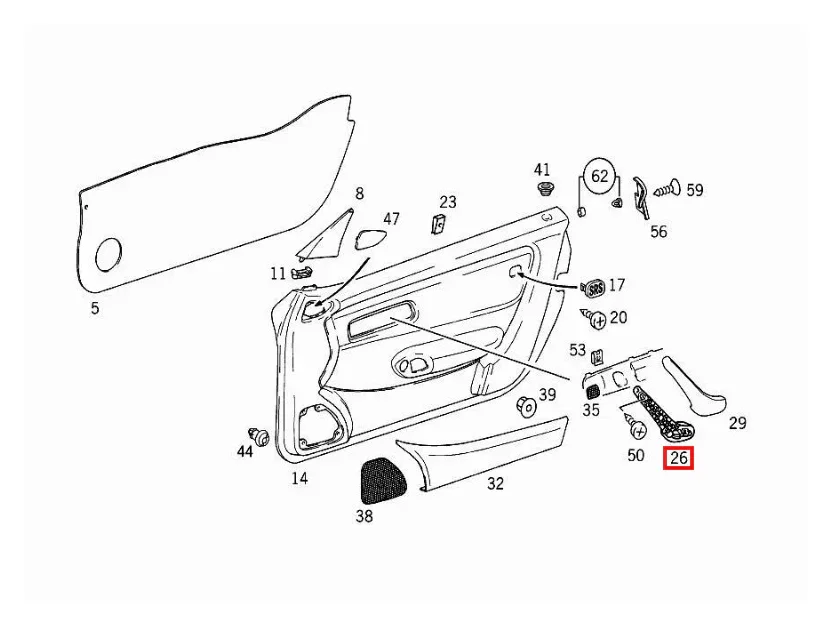 Poignée de Porte Intérieure pour Mercedes SLK R170 (1996-2004)