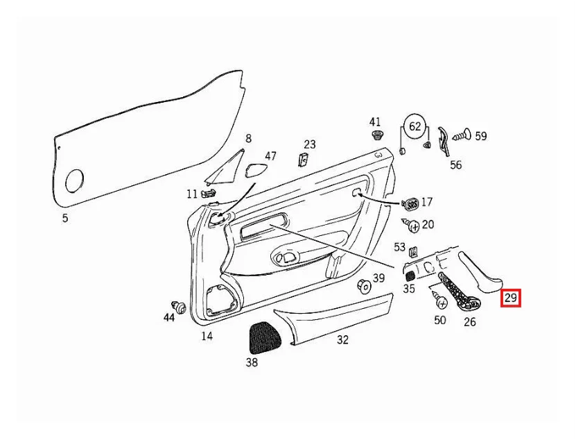 Cache Poignée de Porte Intérieure pour Mercedes SLK R170 (1996-2004)
