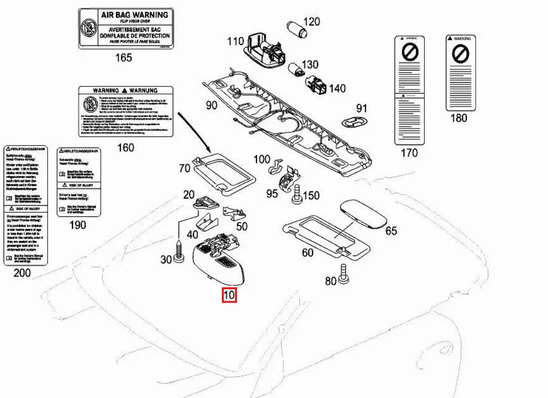 Coque Rétroviseur Intérieur Complète pour Mercedes R230, W215, W220 (Version 1) - Revvo