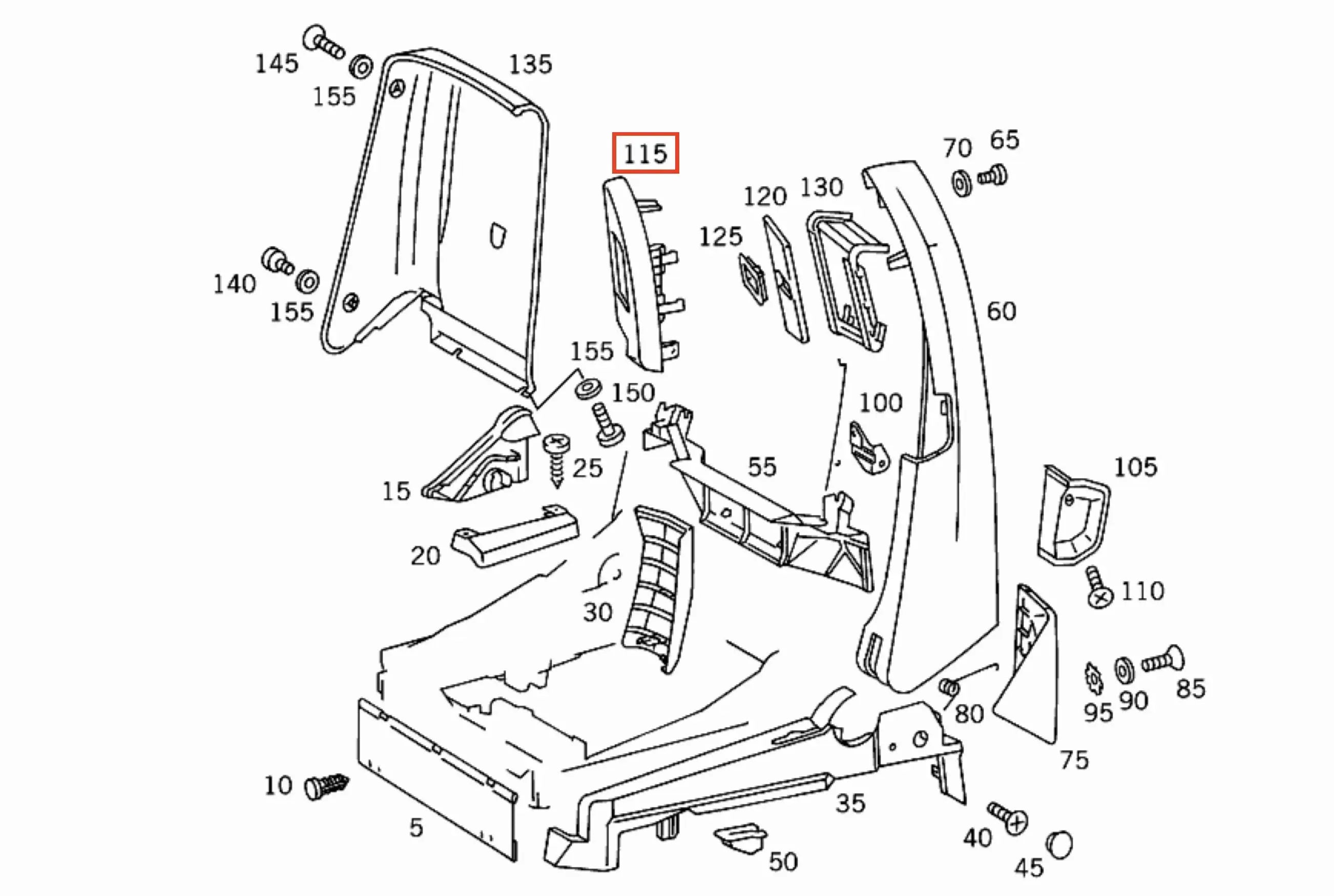 Mercedes SL - Cache de Sortie de Ceinture - Cuir Synthétique