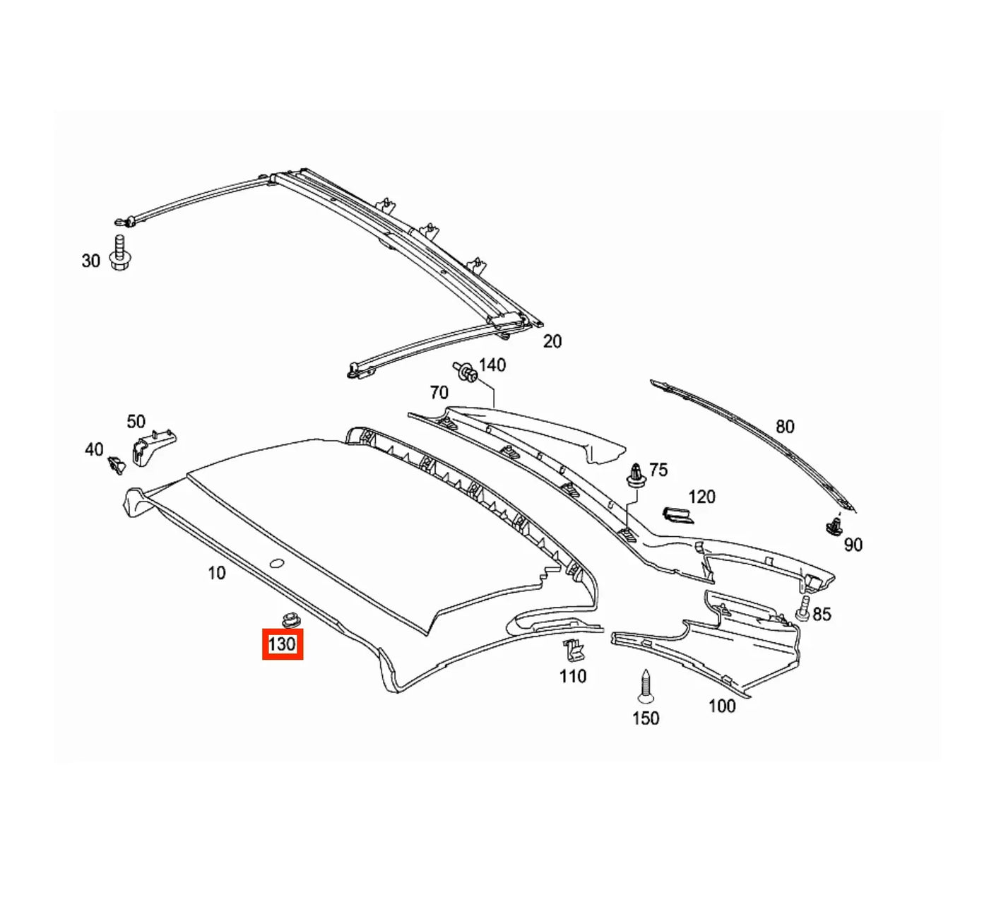 Cache Déverrouillage d’Urgence du Toit Escamotable pour Mercedes SL R230 (2001-2011) - Revvo