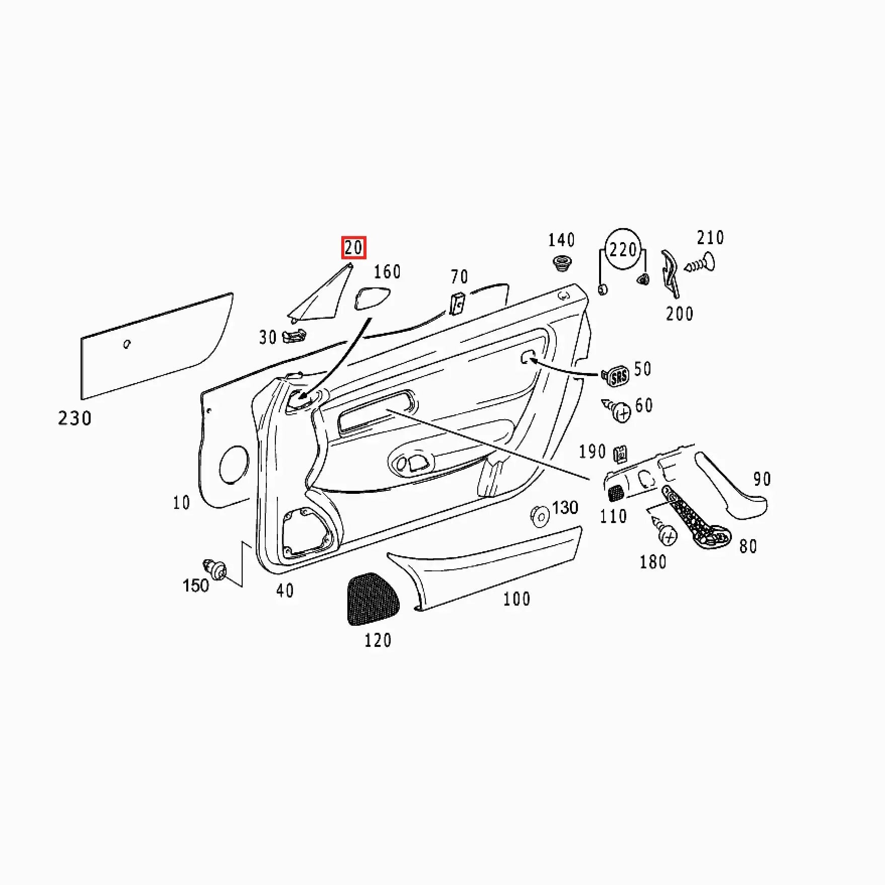 Mercedes SLK - Garniture Intérieure Rétroviseur Latéral