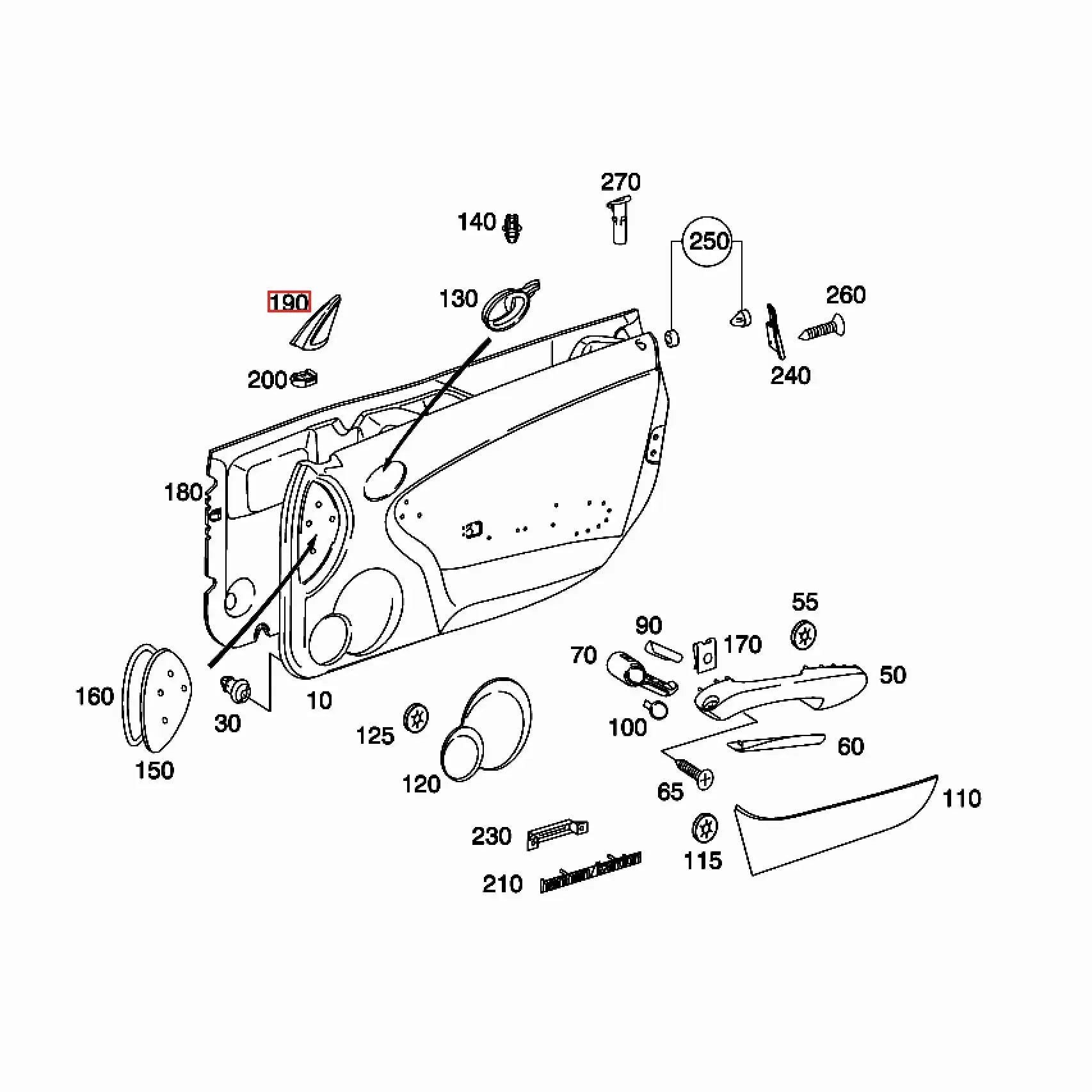Mercedes SLK - Grille Haut-Parleur Triangulaire de Porte