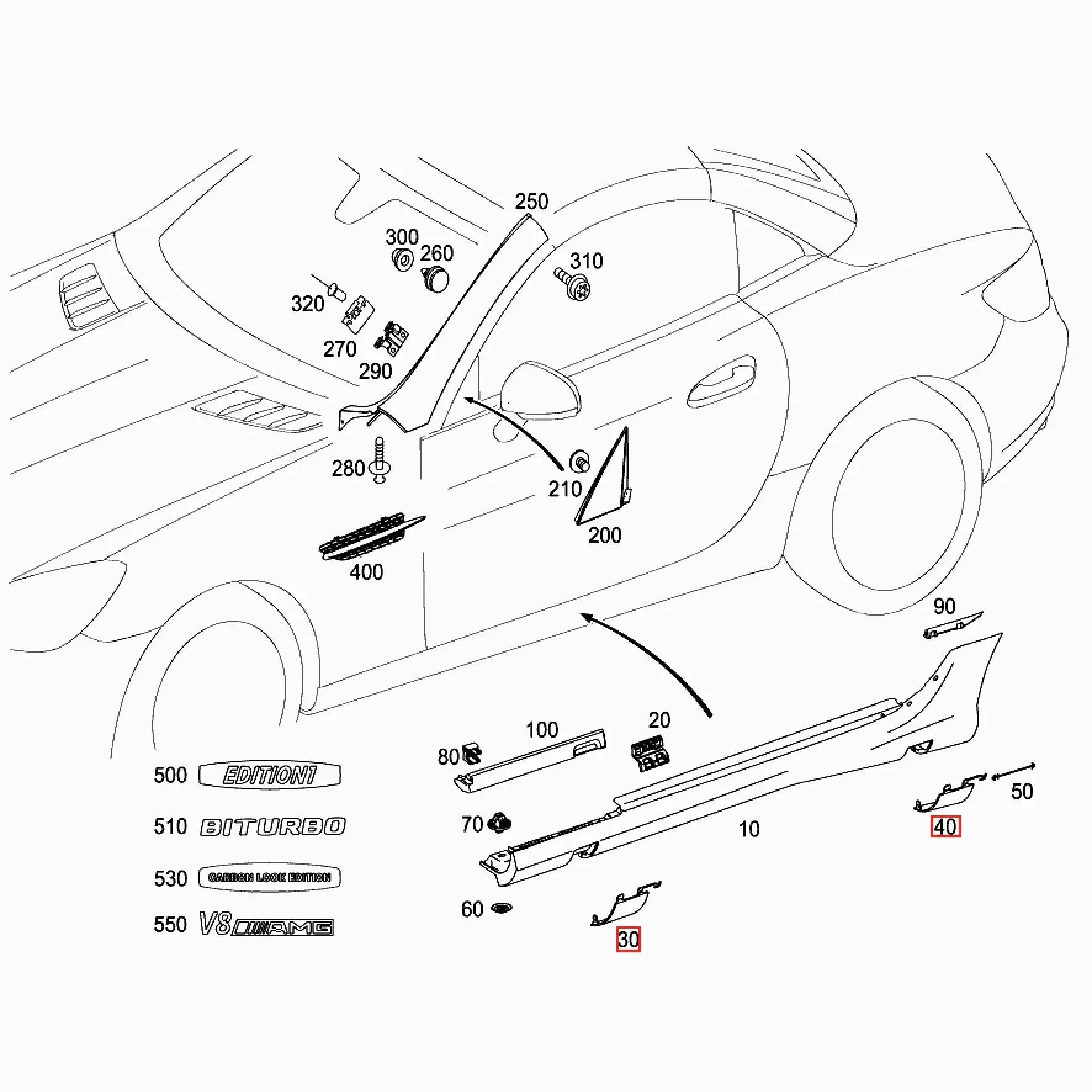 Mercedes SLK / SLC - Cache de Support de Levage