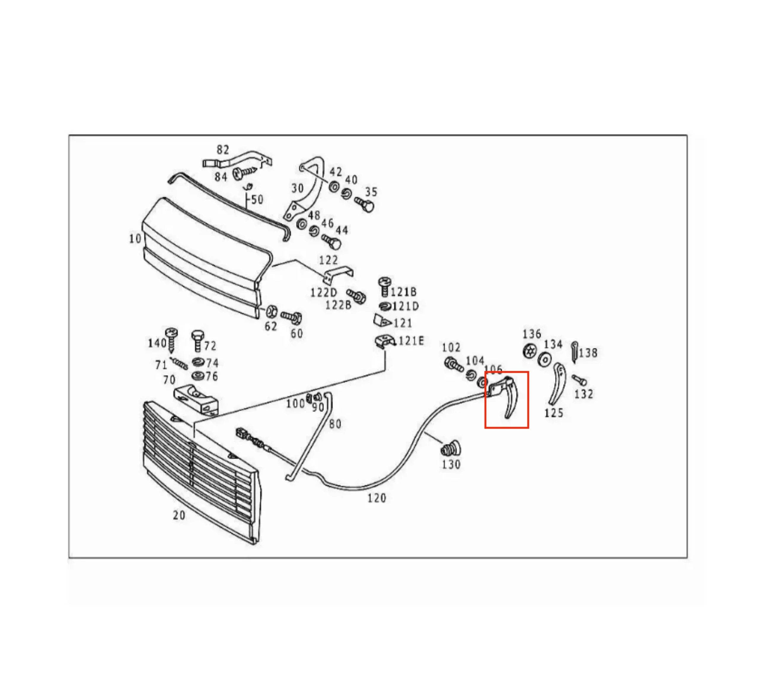 Levier d'Ouverture de Capot pour Mercedes W108, W110, W113, W115 et W123 - Revvo