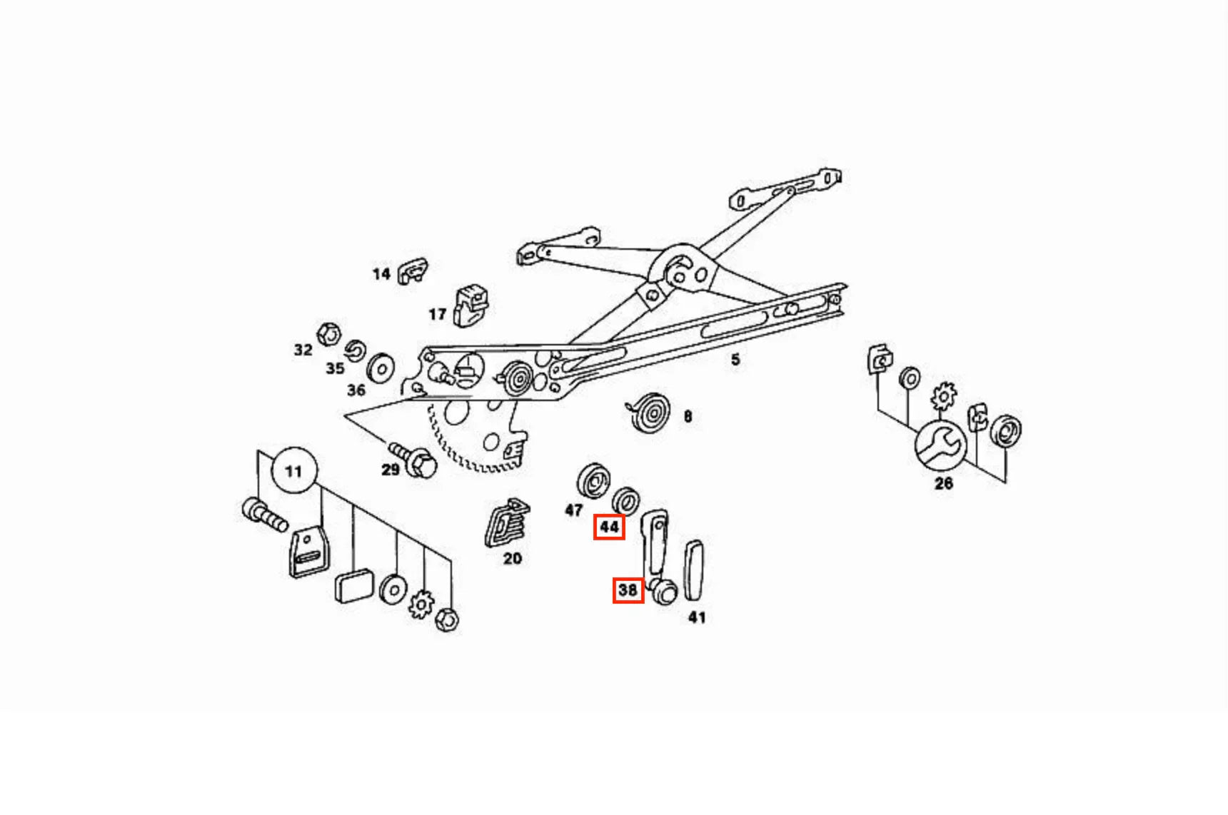 Manivelle Fenêtre pour Mercedes Classe S W108 / W111 / W113 / W114 / W115 - Revvo
