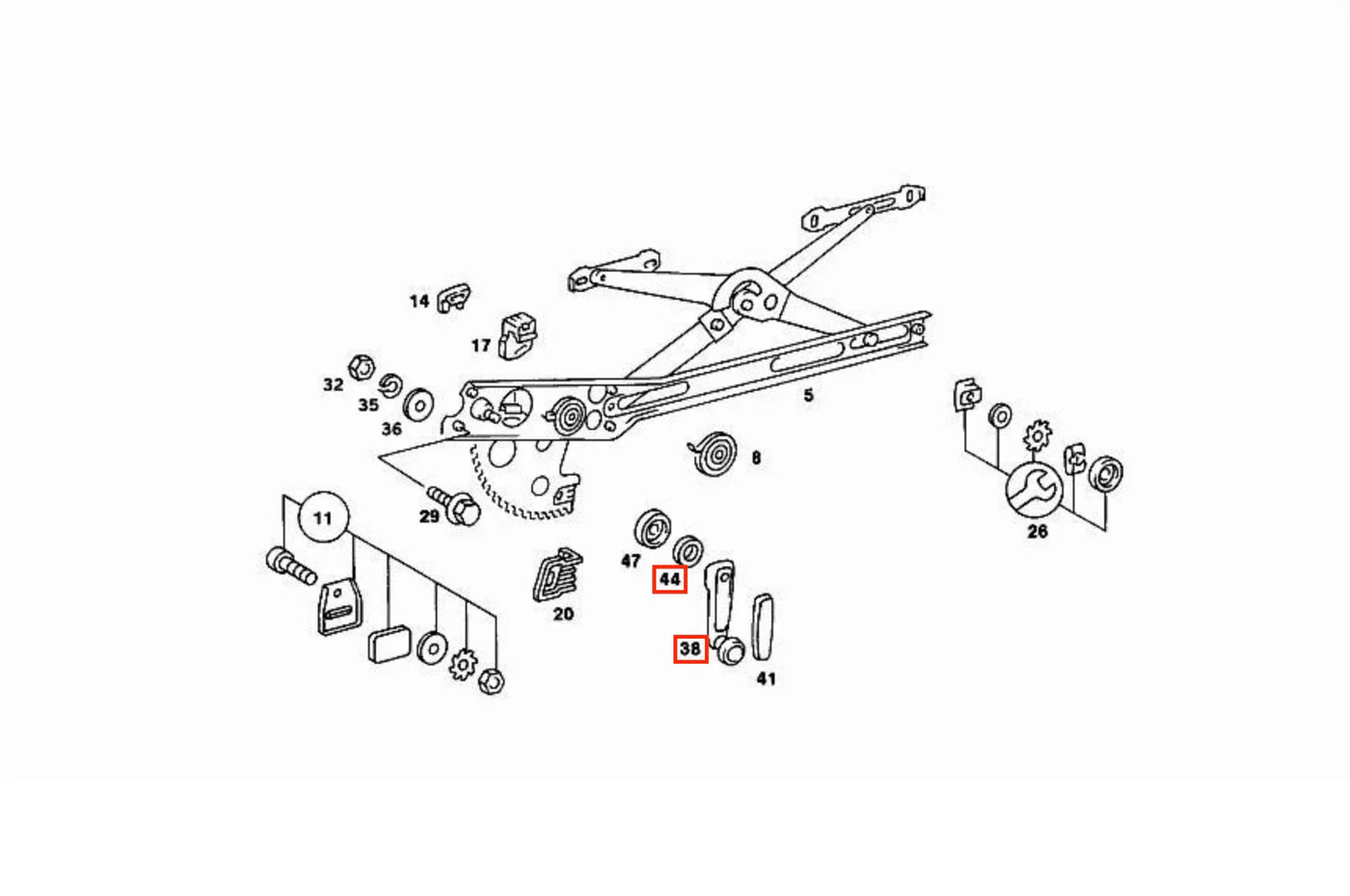 Manivelle Fenêtre pour Mercedes Classe S W108 / W111 / W113 / W114 / W115 - Revvo