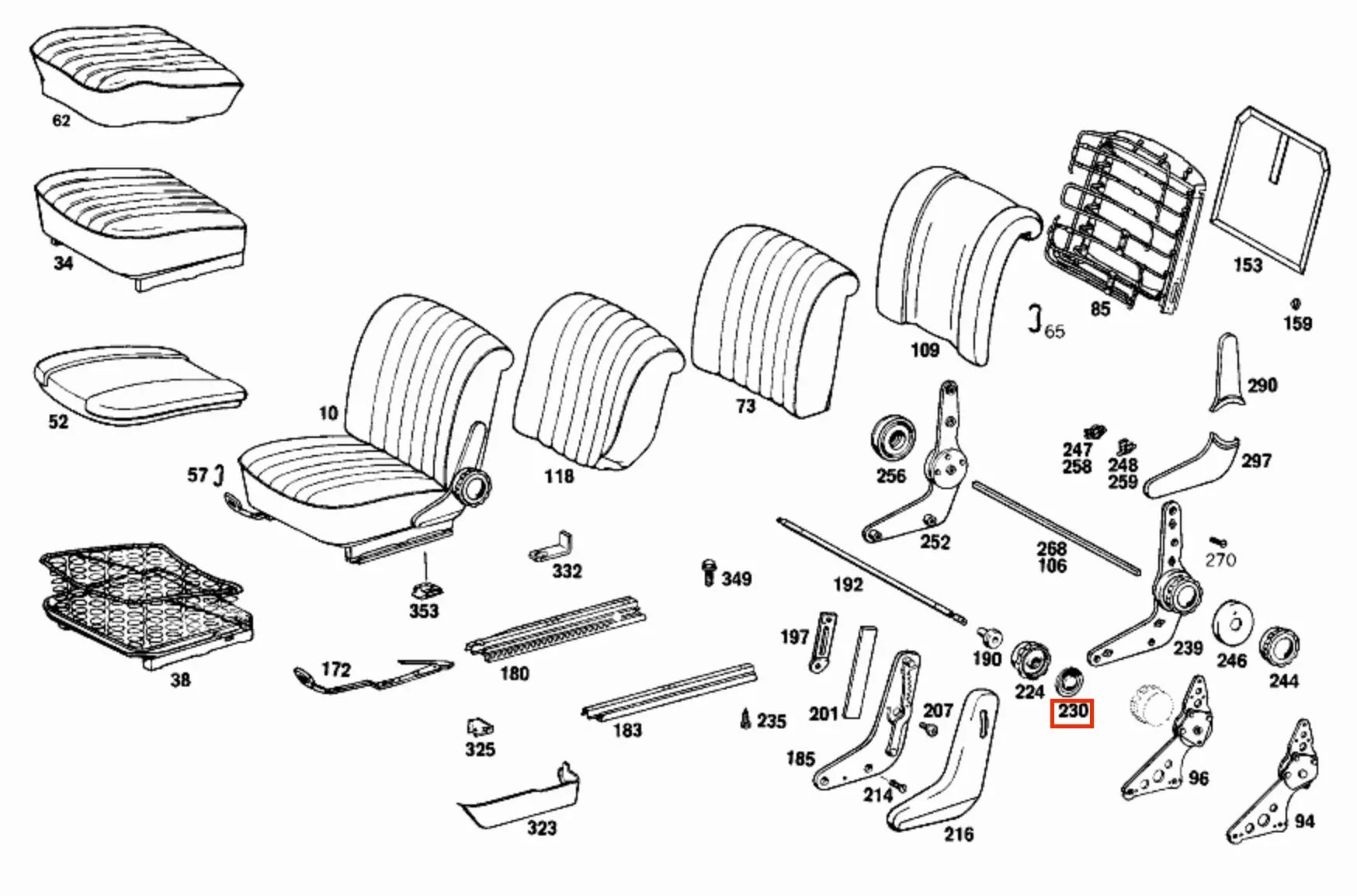Capuchon Manivelle Réglage Siège pour Mercedes W110 / W111 / W112 / W113 / W114 / W115 / W116 - Revvo