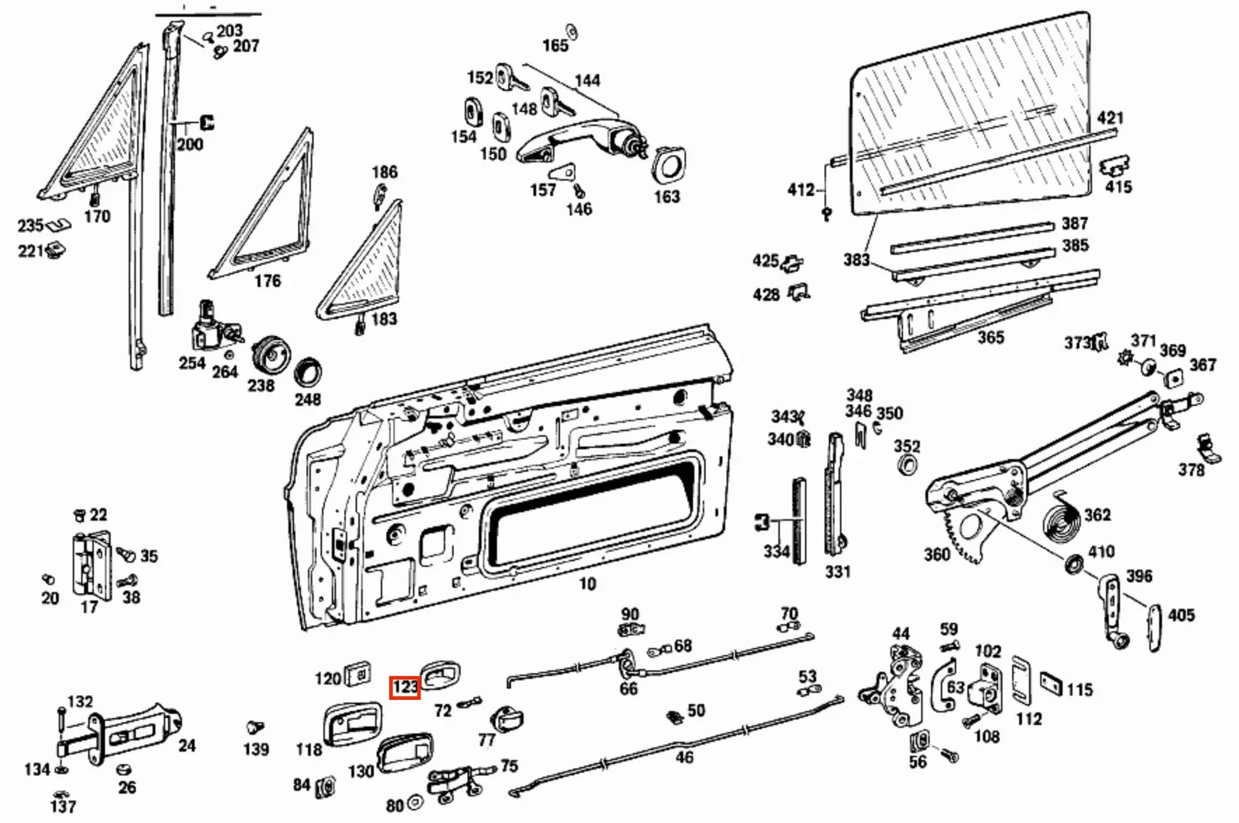 Garniture Intérieure Poignée de Porte pour Mercedes W111 / W113 / W114 / W123 - Revvo