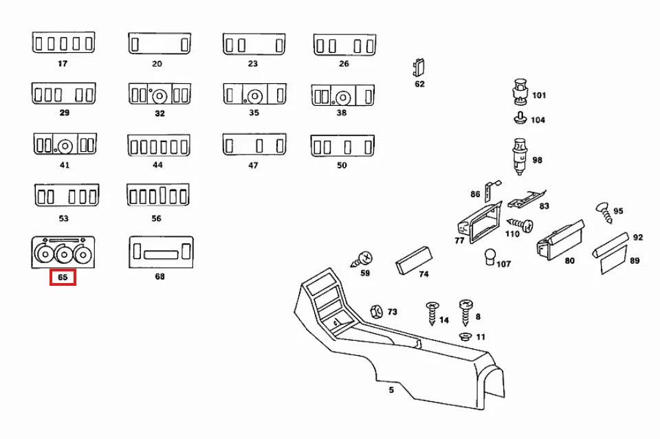 Support Cache Central de Commande Ventilation pour Mercedes Classe E W123 - Revvo