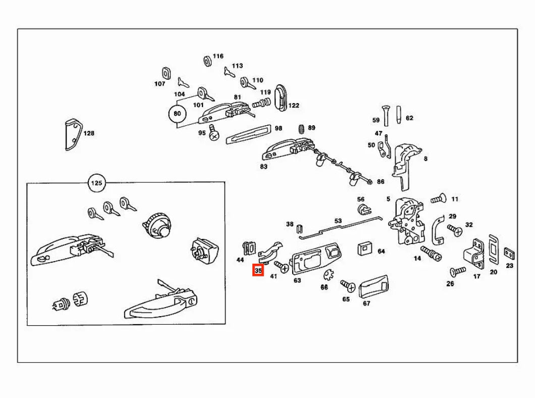 Poignée de Porte Intérieure Gauche pour Mercedes Classe E W123 - Revvo