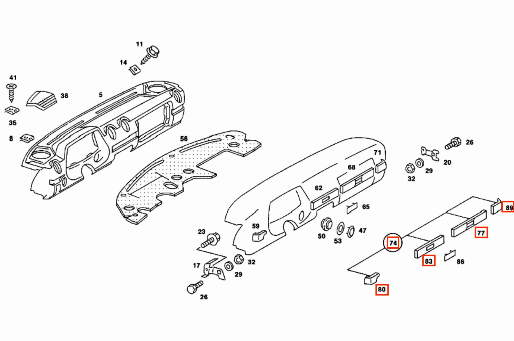 Garnitures Tableau de Bord en Bois Zebrano pour Mercedes Classe E W123 - Revvo
