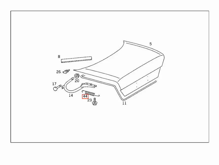 Ressort de Charnière de Coffre pour Mercedes W124, C124 et A124 (lot de 2)