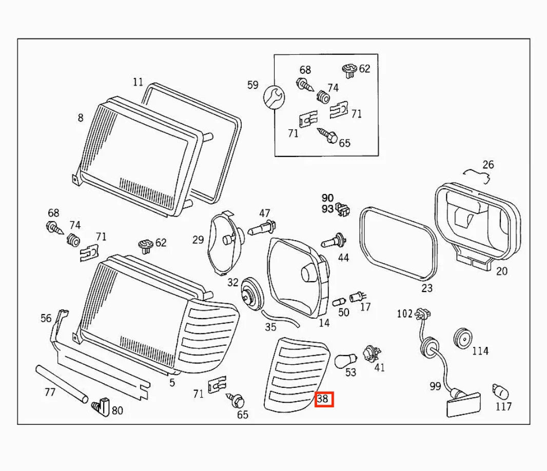 Clignotant Avant Gris Fumé pour Mercedes Classe E W124 (Lot de 2) - Revvo