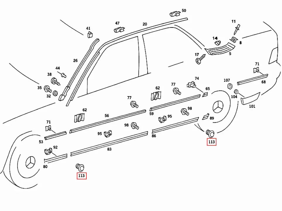 Cache Point de Levage / Cric pour Mercedes 190 W201 et Classe E W124 phase 1 - Revvo