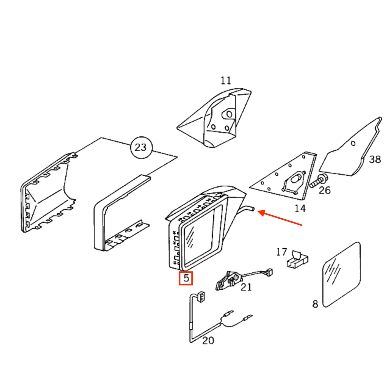 Bouton Réglage Rétroviseur Extérieur pour Mercedes 190 W201 et Classe E W124 - Revvo