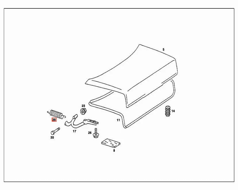 Ressort de Charnière de Coffre pour Mercedes 190 W201 (lot de 2)