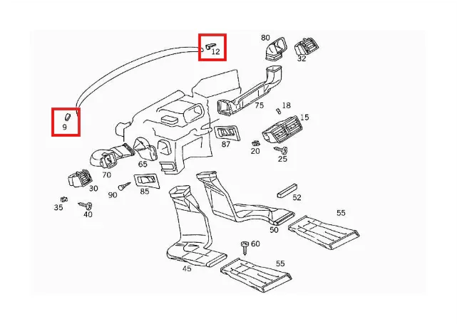 Cache Planche de Bord pour Mercedes Classe C W202 (Lot de 2) - Revvo