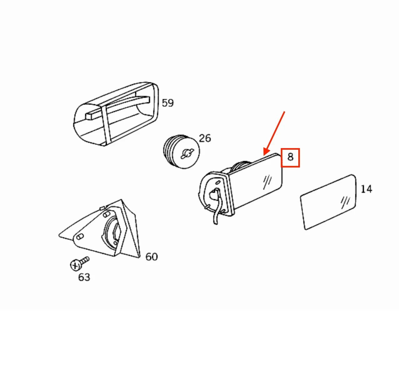 Joint Rétroviseur Extérieur pour Mercedes Classe C W202 / Classe E W210 / Classe S W140 - Revvo