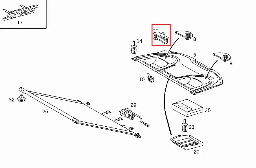 Indicateur Déverrouillage Dossier de Siège Arrière pour Mercedes CLK (W208 & W209) et Classe C (W202) - Revvo