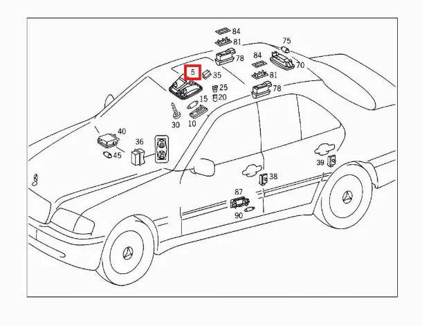 Cache de Plafonnier pour Mercedes Classe C W202, CLK W208 et Classe E W210