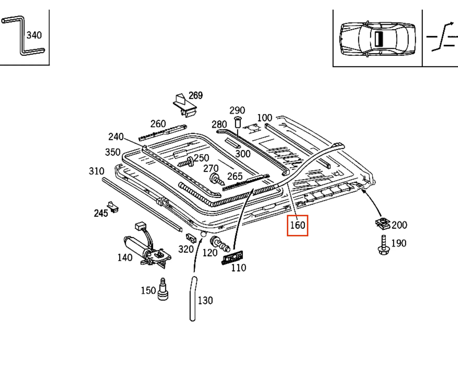 Câble Toit Ouvrant pour Mercedes W203 / W211 / C209 / C215 - Revvo