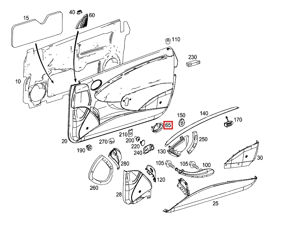 Cache Poignée de Porte Intérieure pour Mercedes CLK W209 (2002-2009)