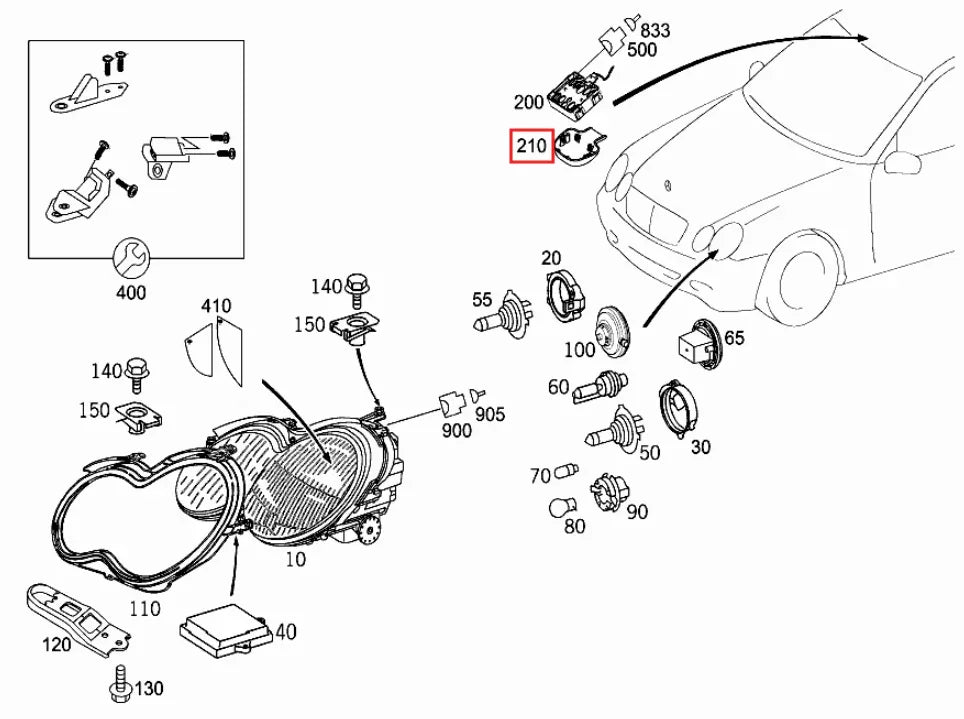 Cache de rétroviseur intérieur pour Mercedes CLK W209 (2002-2010) - Revvo