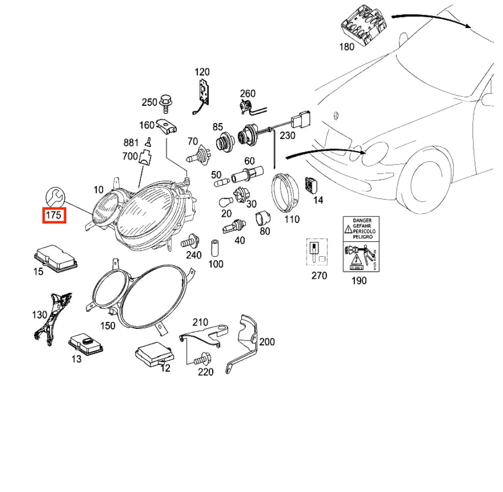 Kit Réparation Phare pour Mercedes Classe E W211 - Revvo