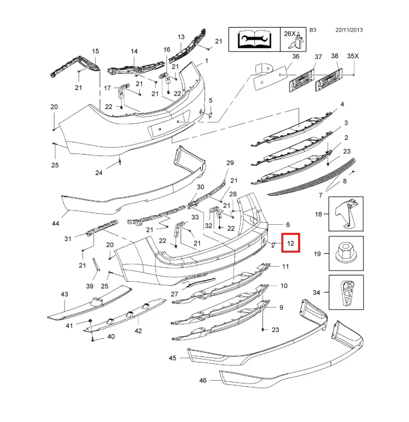 Cache Crochet de Remorquage Arrière pour Opel Insignia (2008-2017) - Revvo