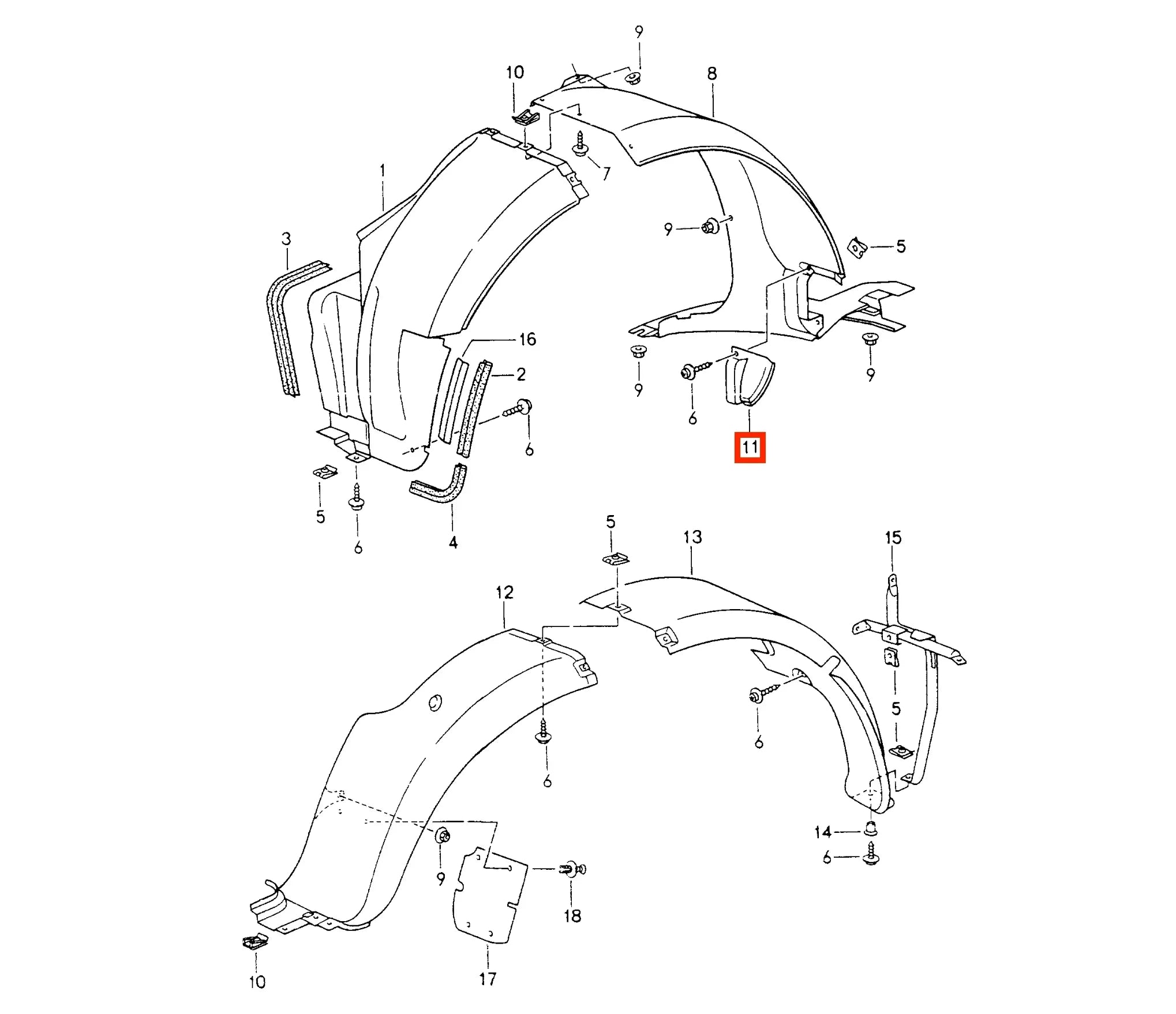 Cache Inférieur de Passage de Roue Avant pour Porsche 911 Turbo 993 (1994-1998) - Revvo