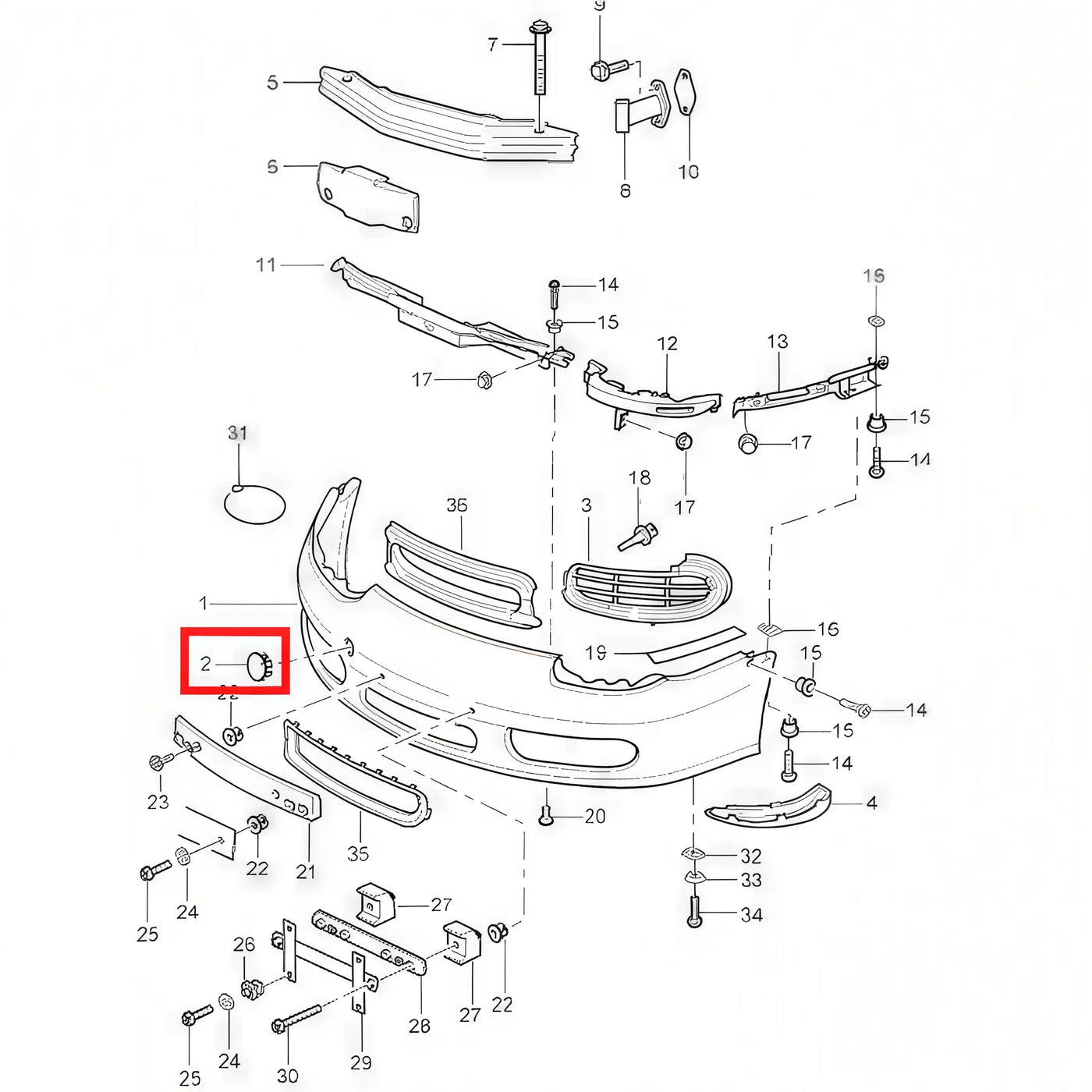Cache Crochet Remorquage Avant - Porsche 911 et Boxster - Revvo