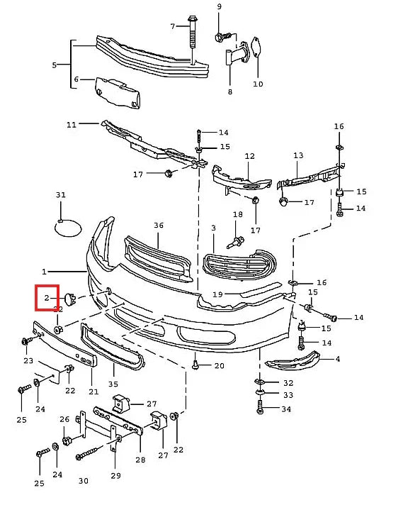 Cache Crochet de Remorquage Avant de Porsche Boxster 986 Phase 2 (2002-2004) - Revvo