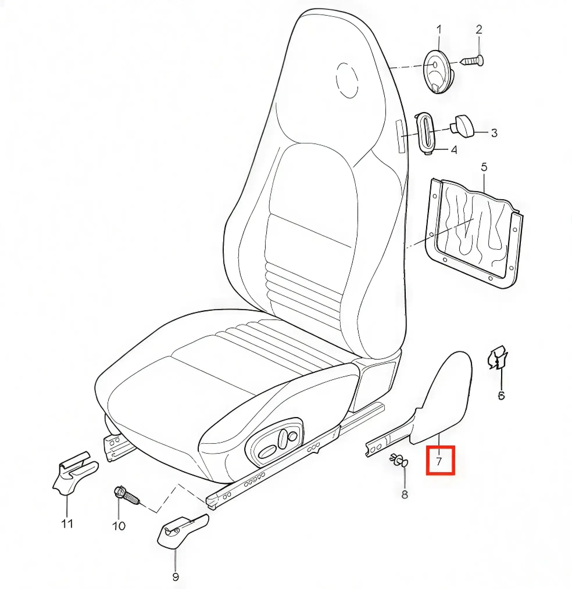 Porsche Boxster 986 - Cache Latéral Siège