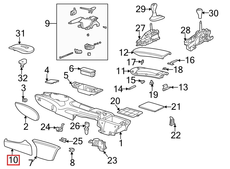 Cache de Levier de Frein à Main pour Porsche 911 996 et Boxster 986 - Revvo