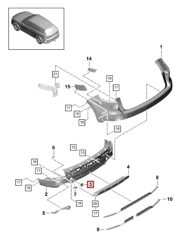 Cache Crochet de Remorquage Arrière pour Porsche Cayenne (2018-2026) - Revvo