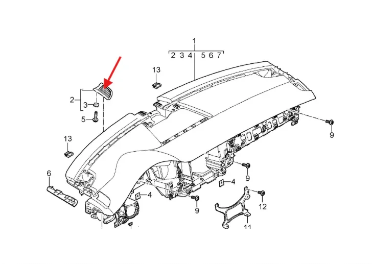 Grille Ventilation Tableau de Bord pour Porsche Panamera 970 - Revvo