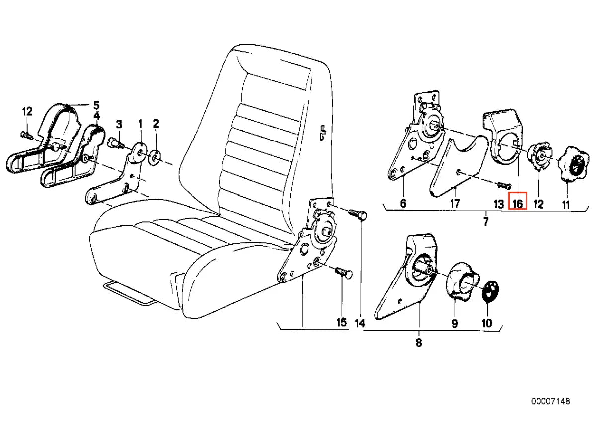 Cache Charnière de Siège Recaro pour BMW E12, E21, E23, E24, E28 - Revvo