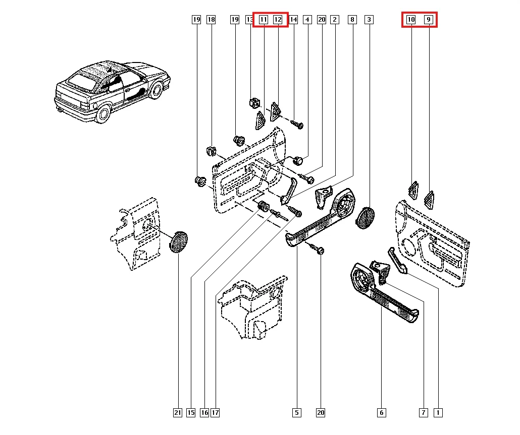 Cache Intérieur de Rétroviseur Latéral pour Renault 19 - Revvo