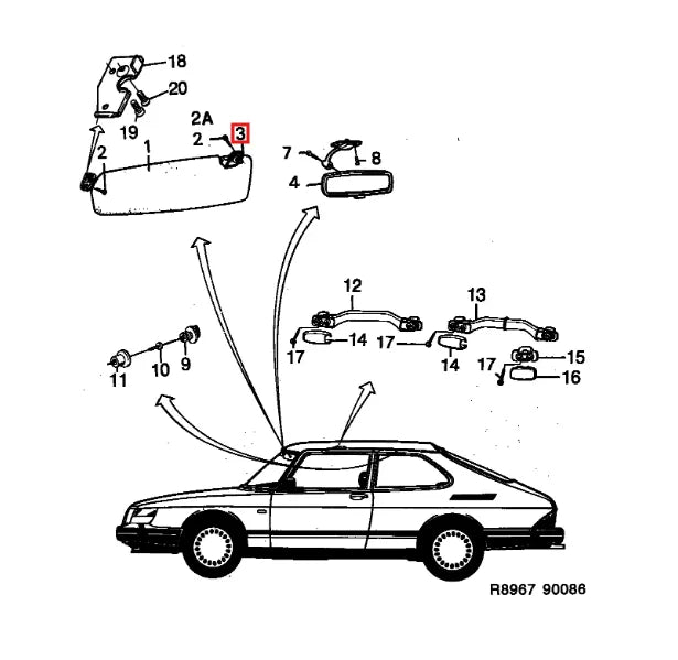 Clip de Pare-Soleil pour Saab 900 Classic (1986-1993) - Revvo