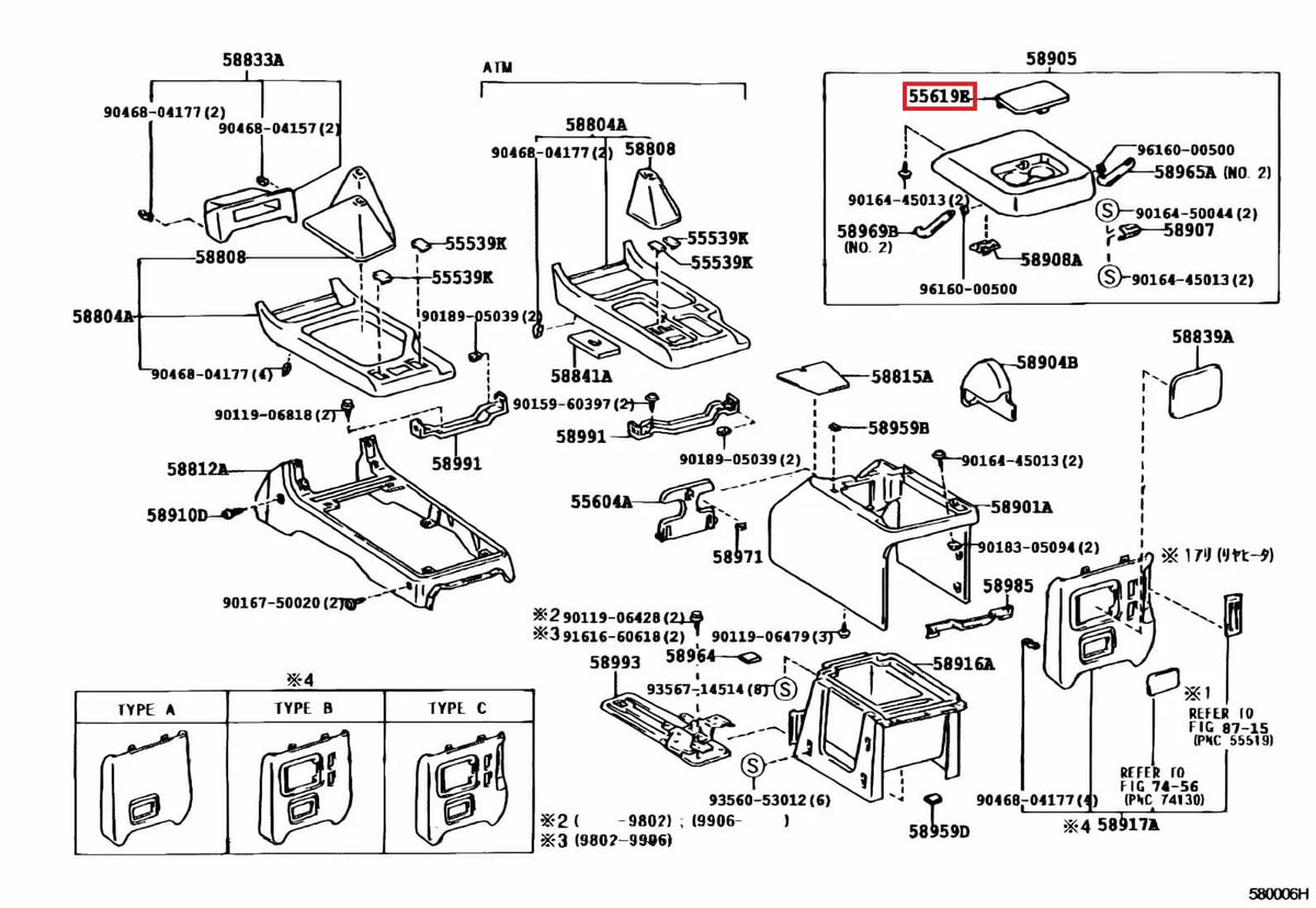 Couvercle Rangement de Console Centrale pour Toyota Land Cruiser 2 J90 (1996-2002) - Revvo