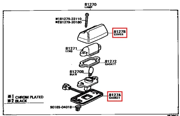 Cache Lampe Éclairage de Plaque Arrière pour Toyota Celica AE70 (1979-1987) - Revvo