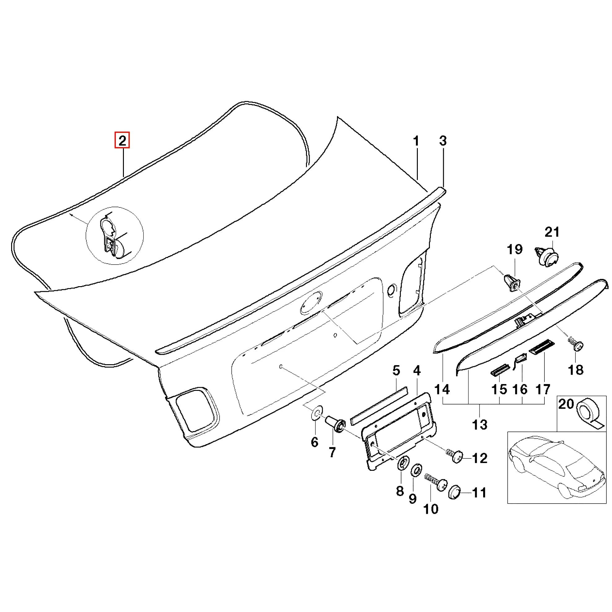 Joint de Coffre - BMW Série 3 E46 Coupé / Cabriolet - Revvo